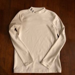 Under Armour White Mock Neck Cold Gear LS YLG
